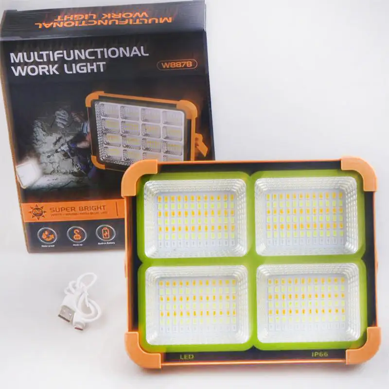 Multi functional Work Light High Power Waterproof Portable Solar Rechargeable USB Led Work Light