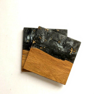 MN EXPORTS Handmade Resin Wood Square Coasters Modern Design 350mm Diameter 5mm Thick Premium Table Protection Beverage <b>Mats</b> - Product Image 1
