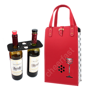 Sac de bouteille de vin en cuir Pu, Double, noir, 1 pièce, nouveau Design, avec poignée - Product Image 5