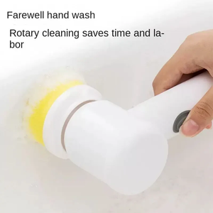 Cordless Rotary Scrubber with 5 Replaceable <b>Brush</b> Heads Rechargeable Bathroom and Kitchen Tile Cleaning <b>Brush</b> - Product Image 2