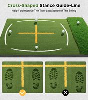 Tapete de Práctica para Simulador de Golf GP Premium, Guía de Postura en Forma de Cruz, Línea de Rango de Swing, Césped de Goma de Doble Densidad para Chipping y Driving