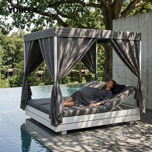 Mobilier d'extérieur pour <span class=keywords><strong>lit</strong></span> de plage d'hôtel personnalisé de luxe, rideau comprenant un cadre en aluminium, patio extérieur, canapés-lits de plage - Product Image 3