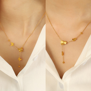 Collier à pampilles papillon en alliage de zinc doré, pendentif en chaîne, bijoux à la mode pour femmes, cadeau XL314 XL315 - Product Image 4