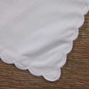 C015, pañuelo de encaje bordado imprimible para <span class=keywords><strong>boda</strong></span>, regalo de Navidad, tela gruesa de algodón blanco, 12 "x 12", borde festoneado bordado - Product Image 3