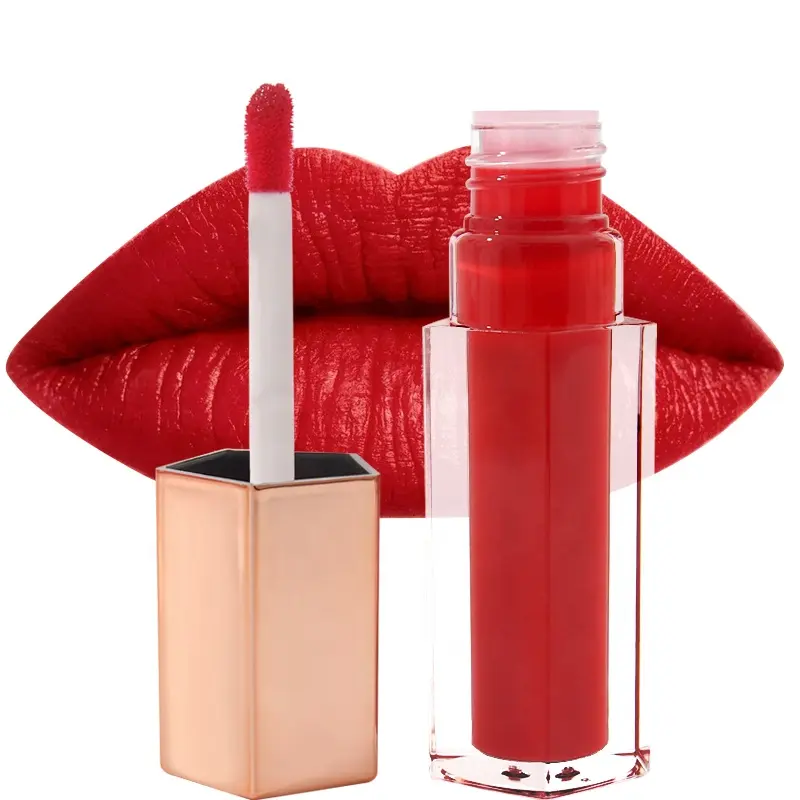 Rouge à lèvres liquide mat de maquillage de haute qualité, brillant à lèvres repulpant de fruits, brillant à lèvres végétalien sans cruauté, vente en gros, marque privée