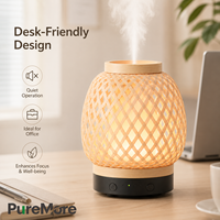 Diffuseur d'huiles essentielles à brume froide silencieuse avec veilleuse LED chaude, design tressé naturel pour la maison, la chambre, le spa, humidificateur d'air