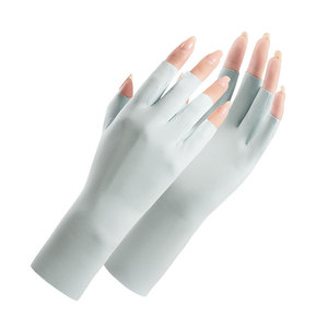 Ice Silk Sunscreen Gloves Summer Women's <b>Half</b>-finger Anti-UV Cool-feeling Breathable Thin Tea-picking Nail Anti-black Gloves - Product Image 6