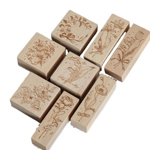 Tampon en bois de hêtre Momo, série Quatre fleurs sauvages se rencontrent, INS, décoration de journal floral, matériel de bricolage, sceau d'impression de base, 8 - Product Image 5