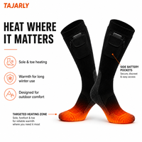 Chaussettes chauffantes électriques pour hommes TAJARLY avec logo personnalisé, chaussettes thermiques épaisses 7,4 V avec poche pour batterie, pour le travail en extérieur, la randonnée, le camping
