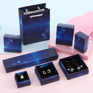 Cliente azul cielo estrellado cielo Ins Oem caja de regalo de papel anillo de joyería embalaje de caja pequeña pulsera - Product Image 4
