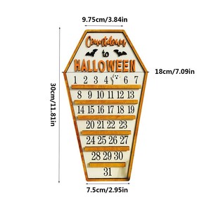 Calendrier de compte à rebours de cercueil de décoration d'halloween personnalisé transfrontalier ornements bricolage calendrier de l'avent de bloc de bois <span class=keywords><strong>mobile</strong></span> - Product Image 3