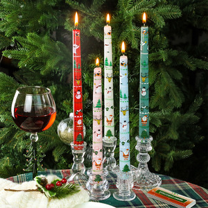 Wholesales 10 Inches Long Christmas Green <b>Red</b> Printed <b>Candle</b> for Festival Party, <b>Candle</b> Sticks Christmas Decorated <b>Candles</b> - Product Image 2