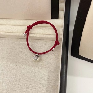 Red <b>Rope</b> <b>Bracelet</b> With Silver Charm Ball Unisex Traditional Chinese Style Jewelry Gift For Couples - Product Image 4