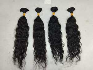 Extensions de cheveux brésiliens non-Remy, vierges, en vrac, à double trame, pré-collées, pointes pleines, ondulations profondes, noir naturel, non traitées chimiquement - Product Image 6