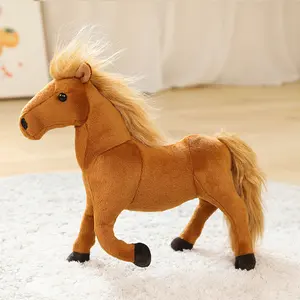 Cute Simulated Soft Stuffed Animal Soft Long Mane Pony Horse Plush Toy Children Holiday Decoration Gift Mascot For Zoo Park