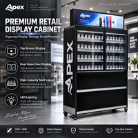 Écran publicitaire LCD personnalisé APEX avec verrouillage à distance, poussoir réglable et vitrine anti-fumée pour magasin de détail