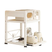 Étagère de four à micro-ondes moderne pliable à double niveau en acier au carbone, rangement de cuisine polyvalent avec conception mobile