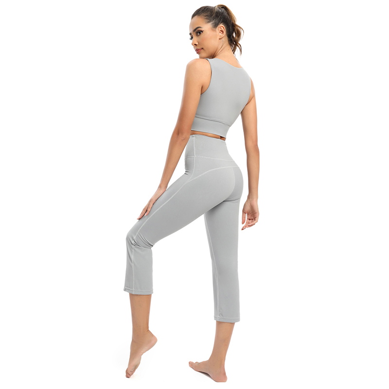 Custom Logo Women's Flared Yoga Trousers High-Waisted Tummy-Control Fitness Pants Tight-Fitting Sports Trousers