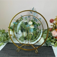 HCMA vente en gros clair noir rose or double jante sous les plaques chargeurs mariage en plastique rond transparent assiette de service 13 pouces