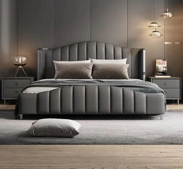 Venda por atacado personalizada da fábrica cama king tamanho armações elegante estilo clássico moderno cama conjunto móveis para quarto