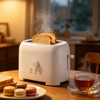 Four grille-pain électrique à deux fentes avec boîtier en plastique, bac à miettes coulissant facile à nettoyer pour la cuisson quotidienne du pain à la maison