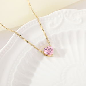 18Kゴールドメッキ女性可憐な低感度変色フリーステンレススチールクリスタルラインストーンチャームハートネックレス女性用 - Product Image 3