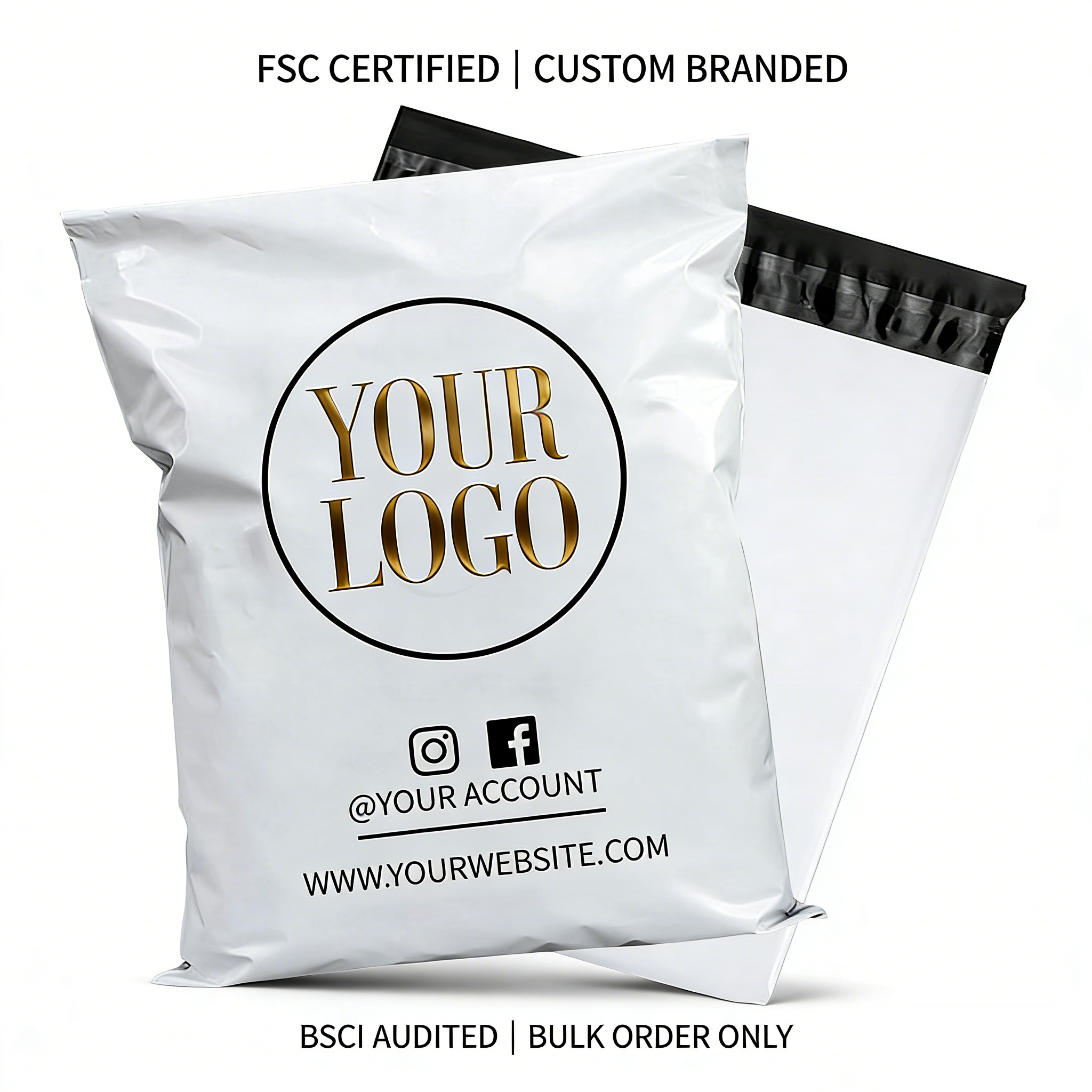 Custom OEM Printed Logo Plastic Mailing Poly Mailer Envelope Courier Shipping Bag For Full Custom Clothes Brand Packaging