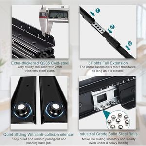 YENUO Undermount Drawer <strong>Slides</strong> - 100-200kg Heavy Duty, Full Extension Cold Rolled Steel - Product Image 5