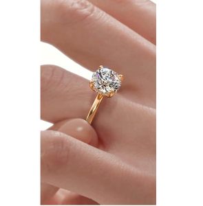 Bague de fiançailles en diamant de laboratoire 2 carats, or jaune 14 carats, solitaire E VS1, certifiée IGI, bijoux fins classiques élégants, cadeau pour femmes - Product Image 1