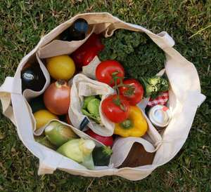 Juego Premium de 10 piezas de malla de muselina de algodón orgánico, bolsa de compras reutilizable para productos para embalaje textil orgánico de frutas y verduras - Product Image 2