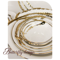 Service de vaisselle en céramique de luxe pour hôtel, mariage, fête, restaurant, banquet, maison, assiette à steak, assiette à fruits, vente en gros