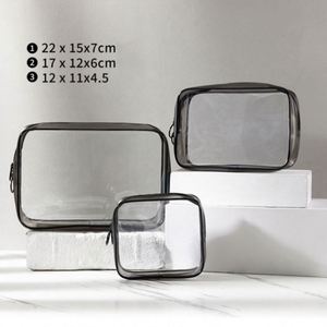Bolsa de Aseo Transparente Impermeable de PVC para Viaje, Bolsa de Maquillaje Transparente con Logotipo Personalizado, Bolsa de Almacenamiento de Cosméticos de PVC Lavable, Juego de 3 Piezas - Product Image 2