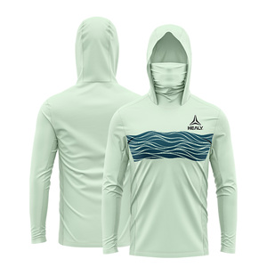 Sudadera con capucha de pesca ligera personalizada UPF 50 +, tela duradera con estampado ondulado, costura reforzada transpirable de secado rápido, cómoda - Product Image 1