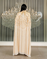 Robe de soirée de luxe à col haut, ornée de perles et de cristaux, style droit, longueur cheville, Abaya faite à la main, designs islamiques de Dubaï, robe de soirée