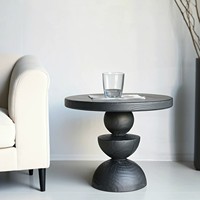 Table d'appoint ronde en bois massif, forme sculpturale moderne, table d'appoint pour salon, mobilier de café décoratif minimaliste pour la maison