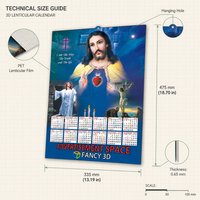 Calendrier 3D lenticulaire en plastique Zprint CMYK de haute qualité, modèle 03, avec impression de dieux indiens, pour la décoration
