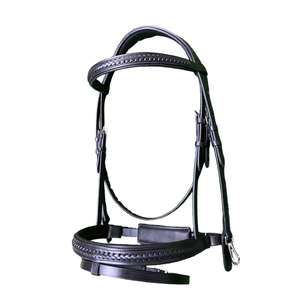 Brida para Caballo de Alta Calidad con Banda Nasal Elevada y Diadema con Ondas de Perlas - Product Image 1