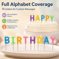 Bougies d'anniversaire alphabet colorées et joyeuses, non toxiques, en paraffine solide, ensemble de bougies décoratives pour gâteau d'anniversaire