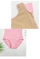 Justaucorps de ballet à manches courtes et volants aux épaules pour enfants, doublure douce, rose, extensible, pour filles, en nylon et élasthanne