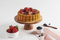 Présentoir à gâteaux en bois massif 2 en 1 Table à dessert ronde en bois d'acacia pour décoration intérieure Présentoir à gâteaux