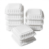 Boîte à burger rectangulaire en PP de 6 pouces, modèle Qianda 205, blanche, pour restauration rapide, avec couvercle, jetable, type bento, pour le déjeuner, transfrontalière