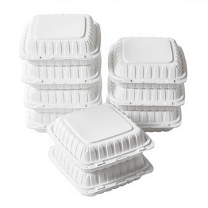 Kotak <span class=keywords><strong>Burger</strong></span> Qianda Model 205 American <span class=keywords><strong>White</strong></span> MFPP 6-inci, Kotak Makanan Cepat Saji Persegi Panjang PP dengan Tutup, Kotak Makan Siang Bento Sekali Pakai, Lintas Batas - Product Image 4