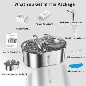 Fontaine à eau pour animaux de compagnie en acier inoxydable, distributeur d'eau automatique de 3,2 L pour chats et chiens - Product Image 4