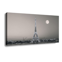 Lune et Tour Eiffel, une nuit paisible à Paris, impression numérique sur toile, peinture moderne, vente chaude, 60x120cm