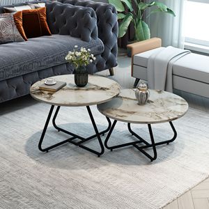 Mesa de Centro Moderna, Resistente y Portátil, Juego de 2 Mesas de Centro con Patas Curvas para Sala de Estar - Product Image 2