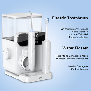 Irrigateur dentaire oral et <span class=keywords><strong>brosse</strong></span> à dents électrique 2 en 1 Réservoir d'eau de 1000ml Hydropulseur dentaire à <span class=keywords><strong>jet</strong></span> d'eau <span class=keywords><strong>avec</strong></span> affichage à LED - Product Image 5