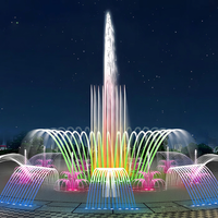 Fuente Musical Circular de Gran Escala, Fuente de Agua Danzante para Exteriores, Iluminación LED RGB Decorativa y Colorida para Plazas Públicas