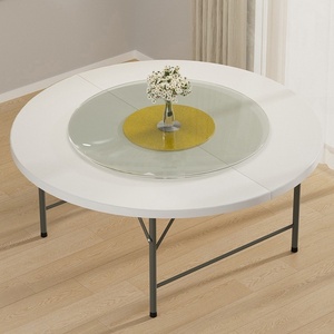 Factory Direct OEM ODM 48inch Round Folding Plastic <b>Table</b>, Portable Outdoor Banquet <b>Table</b> for Patio, <b>BBQ</b>, Party, Camping, Event - Product Image 4