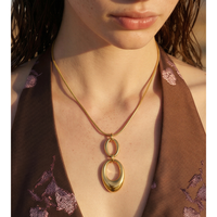 Collier pendentif double anneau en acier inoxydable JINYOU 2554, chaîne serpent en métal, bijoux pour femmes