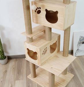 Rascador para Gatos Grande y Moderno, de MDF Beige, con Lana y Embalaje de Cartón, Venta al Por Mayor del Fabricante - Product Image 5